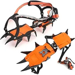 1 Pair of 12 Spikes, Non-Slip crampons, Traction Spikes, Non-Slip Spikes, ice and Snow Grip crampons, Suitable for Hiking, Fishing, Jogging, Mountaineering