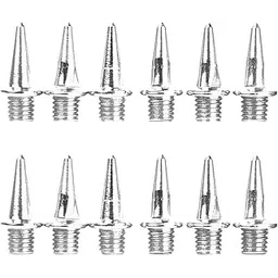 12Pcs Shoes Spikes for Sports Running Track Shoes Trainers 13mm (Silver)