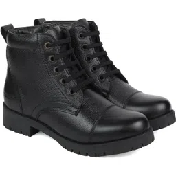 2002 BLACK COLOUR OXFORD BIKER/ ANKLE LACE-UP/CHAIN BOOTS FOR BOYS/WOMEN Boots For Women