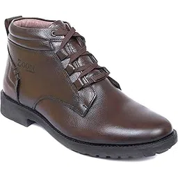 A-4691 Men's Genuine Leather High Ankle Boots | Stylish Lace-Up Design | Cushioned Insole for Comfort | Durable & Trendy for Everyday Wear