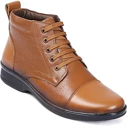 A1161 Men's Genuine Leather High Ankle Boots | Stylish Lace-Up Design | Cushioned Insole for Comfort | Durable & Trendy for Everyday Wear