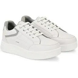 Abhidha Women's Fashion Sneakers, White Platform Casual Shoes with Mint Green Accents, Lace-up Athletic Walking Shoes