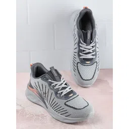 ABROS Men Grey Mesh SPARTAN Mid-Top Marking Running Shoes