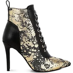 Abstract Pattern Lace-Up Ankle Boots