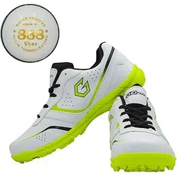 Academy White/Green Cricket Shoes Size-1 with TR-888-W Cricket Leather Ball Alum Tanned White
