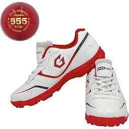Academy White/Red Cricket Shoes Size-3 with TR-555-R Cricket Leather Ball Alum Tanned Red