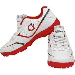 Academy White/Red Cricket Shoes Size-3 with TR-77-W Cricket Leather Ball Veg Tanned White