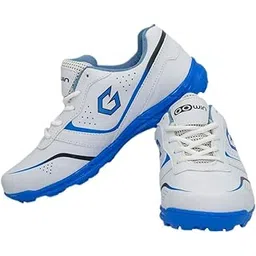 Academy White/Sky Cricket Shoes Size-3 with TR-666-W Cricket Leather Ball Alum Tanned White