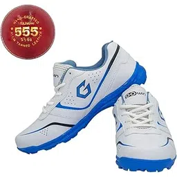 Academy White/Sky Cricket Shoes Size-4 with TR-555-R Cricket Leather Ball Alum Tanned Red