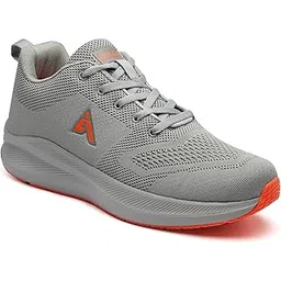 Action ATG-496 Ultra Comfort Breathable Cushioned Sports Lace-Up Running Shoes for Men (Light Grey Orange,9)