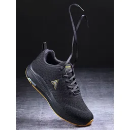 Action Men Black & Mustard Yellow Mesh Running Non-Marking Sports Shoes