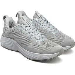 Action RUNNER-114 Ultra Comfort Breathable Cushioned Sports Lace-Up Running Shoes for Men(Light Grey,10)