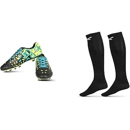 Acura Football Shoes for Walking | Running | Racing | Sports | Practice and Training | Lac, Plain Blastic Stockings Polyester Blend, Unisex, Knee Length, Pack of 1 Pair Color - Black