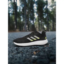 ADIDAS Men Black Solid Woven Design Dezmer Running Shoes