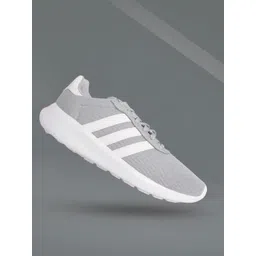ADIDAS Men Grey & White Woven Design Cloudfoam Lite Racer 3.0 Running Shoes