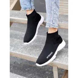 AfroJack Men Black High-Top Slip-On Sneakers