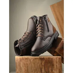 AfroJack Men Textured Block-Heeled Boots