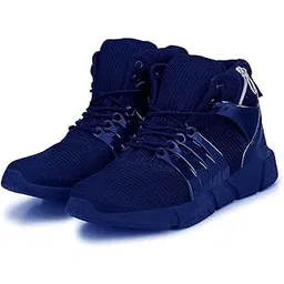 Air Max Mesh Black Zipper Casual Wear Running Sports Shoes for Men (SJ4500)