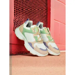 Ajanta Women Colourblocked Lace-Ups Chunky Sole Sneakers