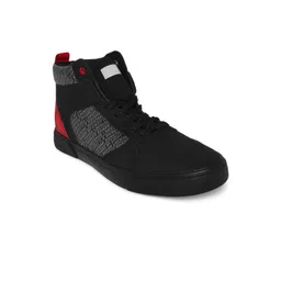 Ajile by Pantaloons Men Black & Red Printed PU High-Top Sneakers