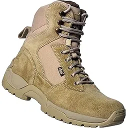 Allen Cooper AC 6053, Special Edition Desert Combat Boot with Side ZIP, ISI Marked for IS 15298 CE Certified, Speed Lacing, MADE IN INDIA Size 6 INDIA/UK,Camel