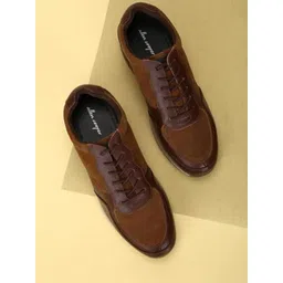 Allen Cooper Men Leather Lace-Ups Round Toe Sneakers