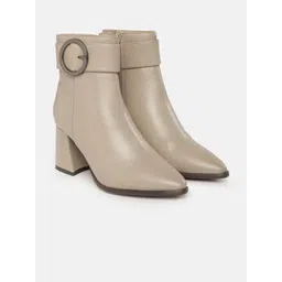 Allen Solly Women Mid-Top Regular Boots With Buckle Detail