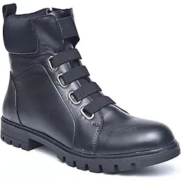 Alleviater Casual Black Leather Boots for Women