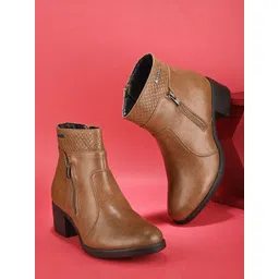 Alleviater Women Block Heeled Mid Calf Length Regular Boots