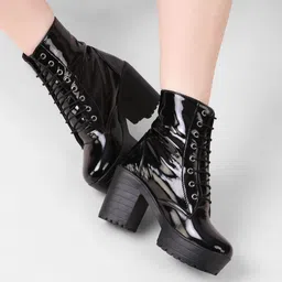 Amazing Design Women's Ankle Length Block Heel Stylish Fashionable Black Boots Boots For Women