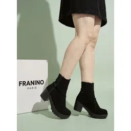 Amazing Design Women's Ankle Length Block Heel Stylish Fashionable Black Boots Boots For Women