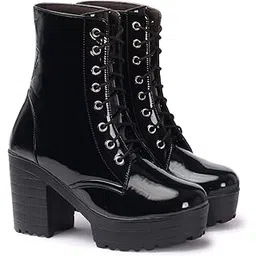 Amazing Design Women's Ankle Length Block Heel Stylish Fashionable Black Boots | Boots For Women