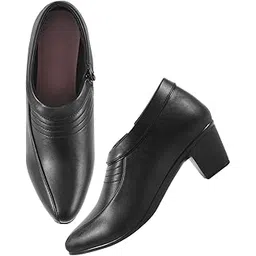 Ankle Length Block Heel Boots Trendy Comfortable Zipper Boots for Womens & Girls