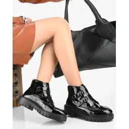 Ankle-Length Boots with Buckle Closure