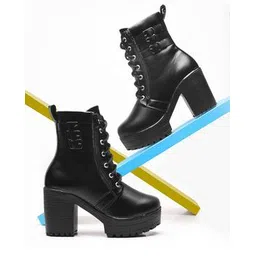 Ankle-Length Boots With Lace Upper