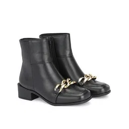Ankle-Length Boots with Metal Accent
