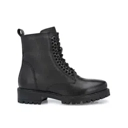 Ankle-Length Leather Boots with Buckle Fastening