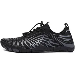 Anti-Slip Rubber Athletic Hiking Water Shoes for Mens Womens | Barefoot Aqua Swim Walking Shoes | Five-Finger Shoes | Running Shoes Lightweight Sneakers - Color: Black | Size: 41