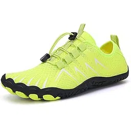 Anti-Slip Rubber Athletic Hiking Water Shoes for Mens Womens | Barefoot Aqua Swim Walking Shoes | Five-Finger Shoes | Running Shoes Lightweight Sneakers - Color: Green | Size: 46