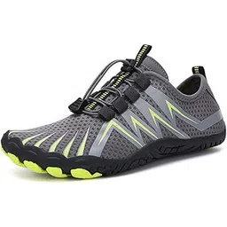 Anti-Slip Rubber Athletic Hiking Water Shoes for Mens Womens | Barefoot Aqua Swim Walking Shoes | Five-Finger Shoes | Running Shoes Lightweight Sneakers - Color: Grey | Size: 40