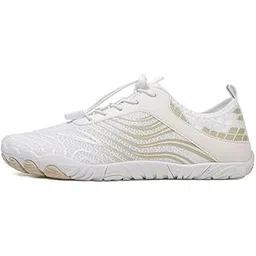 Anti-Slip Rubber Athletic Hiking Water Shoes for Mens Womens | Barefoot Aqua Swim Walking Shoes | Five-Finger Shoes | Running Shoes Lightweight Sneakers - Color: White-A | Size: 40