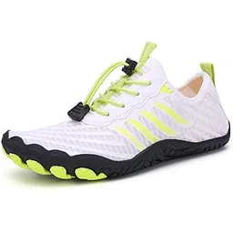 Anti-Slip Rubber Athletic Hiking Water Shoes for Mens Womens | Barefoot Aqua Swim Walking Shoes | Five-Finger Shoes | Running Shoes Lightweight Sneakers - Color: White-G | Size: 38