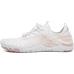 Anti-Slip Rubber Athletic Hiking Water Shoes for Mens Womens | Barefoot Aqua Swim Walking Shoes | Five-Finger Shoes | Running Shoes Lightweight Sneakers - Color: White | Size: 43