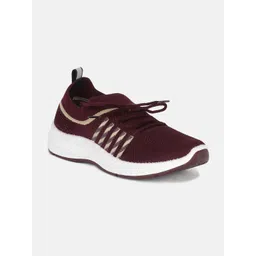 Aqualite Women Maroon Woven Design Slip-On Sneakers