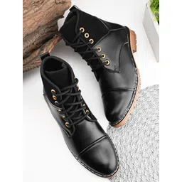 ARIWA Men Casual Block-Heeled Regular Lace-Ups Boots
