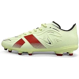 Ashtang 3.0 Football Studs for Men, TPU Fusion with 3D Embossing Upper, Dual Color High Shear TPU Sole, Ideal for Firm Ground Grass (Tender Yellow/Red), UK04