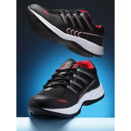 ASIAN Men Black & Red Mesh Running Non-Marking Shoes