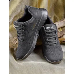 ASIAN Men Black Mesh Running Shoes