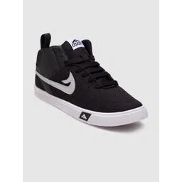 ASIAN Men Black Textured Mid-Top Sneakers