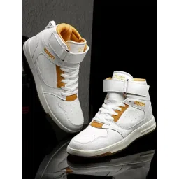 Asian Men's Cream Ankle High Sneakers